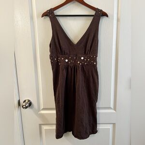 Banana Republic Brown Cotton Beaded Backless Summer Dress